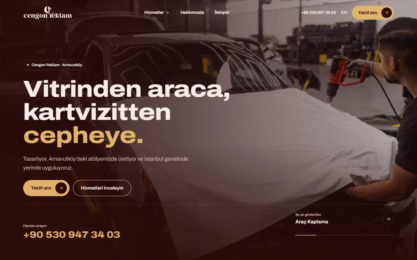 Reklam ve tabela firması sitesinin ana sayfası