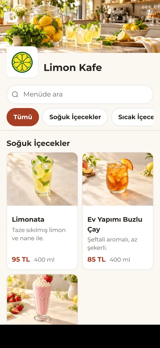 Savana QR ile açılan dijital menü ekranı