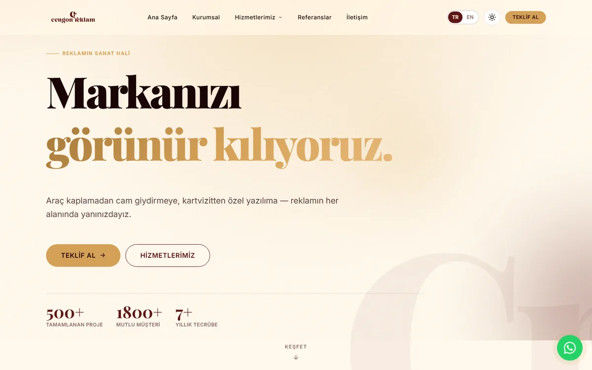Cengon Reklam web sitesi ekran görüntüsü