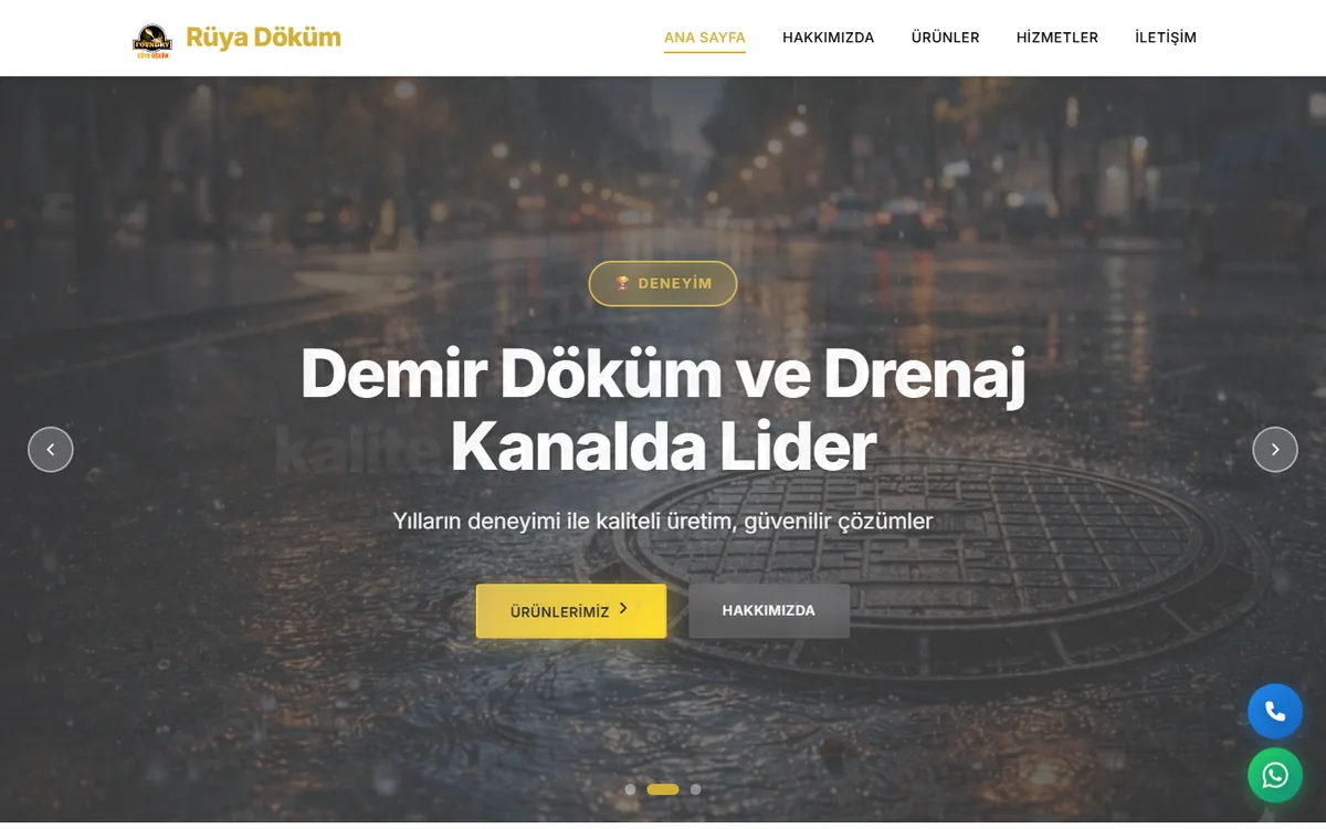 Rüya Döküm web sitesi ekran görüntüsü